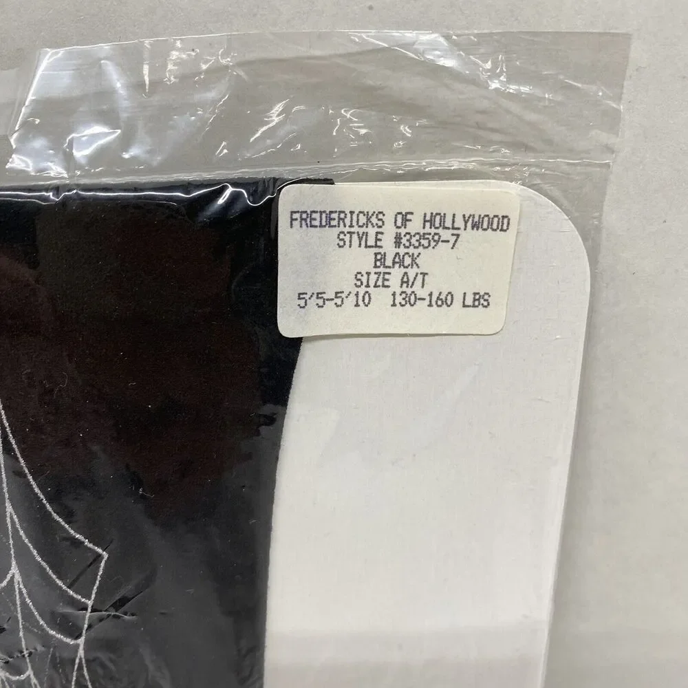Fredricks of Hollywood Black Pantyhose w/ silver spider & web unopened Gothic